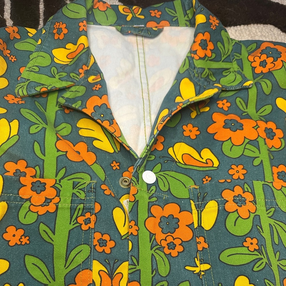 🦋Big Bud Press🦋 Everyday Long Sleeve Jumpsuit in 70s Floral Butterfly - S - RARE - Picture 2 of 16